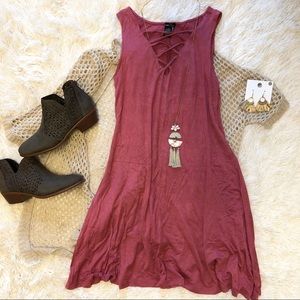 Brick red strappy swing dress